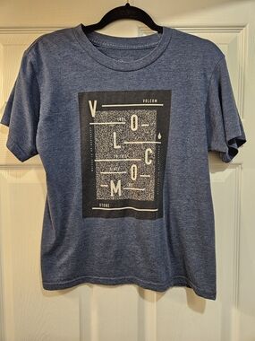 Volcom Blue Heather Short Sleeve Tee with Black Graphic